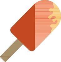 Flat style orange ice cream with stick. vector