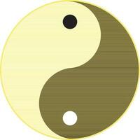 Yin and yang icon with yellow border. vector