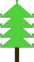 Green color with stroke of tree icon for new year concept. vector
