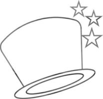 Illustration of black line art magic hat. vector
