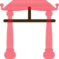 Red color of chinese gate icon in illustration. vector