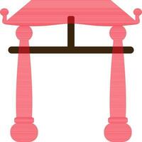 Red color of chinese gate icon in illustration. vector