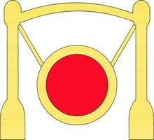 Gong icon with yellow color and stroke style of stand in isolated. vector