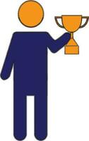 Character of man holding trophy. vector