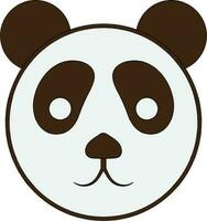 Cute panda bear face icon in isolated with stroke. vector
