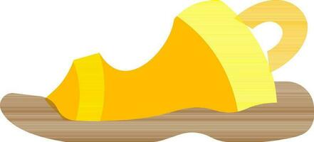 Flat Style Sandal Icon in Yellow and Brown Color. vector