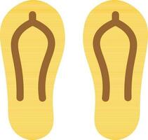 Illustration of Slippers Icon in Yellow and Brown Color. vector