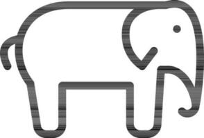 Elephant icon in black line art. vector