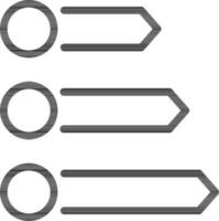 Flat style Three option arrow icon in line art. vector