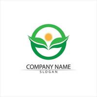 Tree leaf vector and green logo design friendly concept