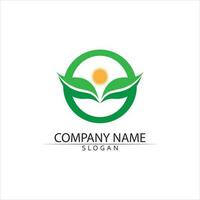 Tree leaf vector and green logo design friendly concept