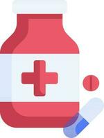 Illustration of Medicine bottle icon in red color. vector