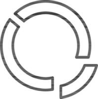 Line art illustration of Three workflow circle pie chart icon. vector