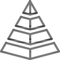 Four work process pyramid icon in black outline. vector