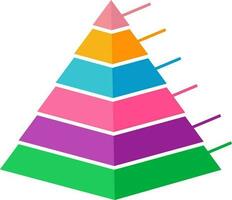 vistoso pirámide con diferente niveles icono en plano estilo. vector