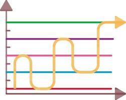 Wave Line Graph Chart Colorful icon in Flat Style. vector