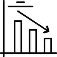 Bar graph with Down arrow icon in black outline. vector