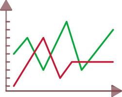 Colorful Wave Line Graph Chart icon in flat style. vector