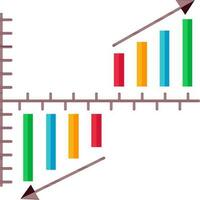 Up and Down Bar Graph Process Chart colorful icon. vector