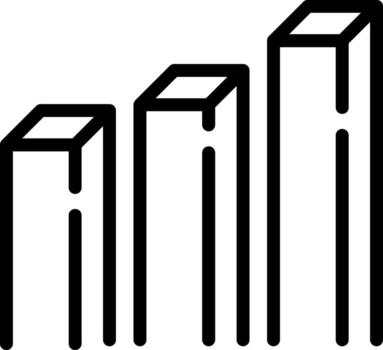 Flat style Bar graph building icon in line art. vector