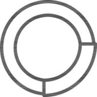 Line art Circular pie chart with three options icon in flat style. vector