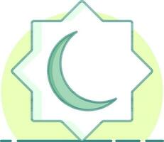 Flat style Crescent Moon on Rub El Hizb icon or symbol. vector