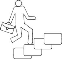 Employee with briefcase walk on stairs in stroke style. vector