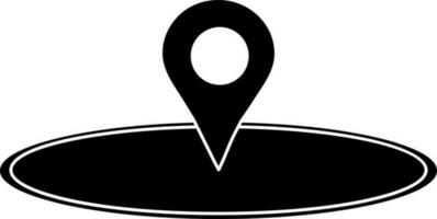 Black style of map pin icon with circular path. vector