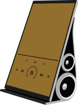 Flat digital tablet with music player buttons. vector