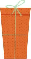 Illustration of orange gift box with green ribbon. vector