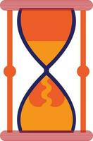 Red and orange hourglass in flat style. vector