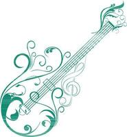 creativo guitarra con floral diseño. vector