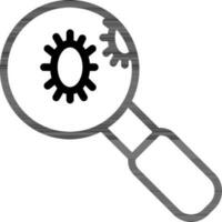 Bacteria or virus search icon in black line art. vector