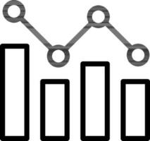 Statistics bar graph icon in black line art. vector