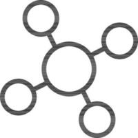 Molecule icon in black line art. vector