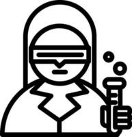 Line art illustration of Woman holding test tube icon. vector