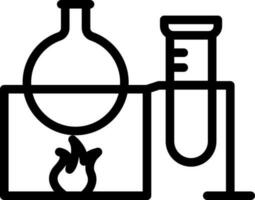 Line art illustration of Chemical beaker on burner with test tube icon. vector