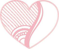 Flat style pink heart with floral design. vector