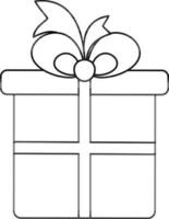 Packed gift icon with bow and ribbon for present in stroke style. vector