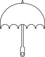 Open umbrella icon with handle in stroke. vector