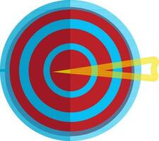 Yellow target arrow with blue and red bullseye. vector