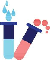 Blue and red test tubes in flat style. vector
