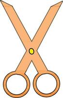 Isolated orange scissor in black line art. vector