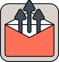 Up Arrow with Envelope icon in gray and orange color. vector