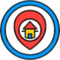 Colorful House Location Point icon in Flat Style. vector