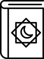 Corán libro icono en negro línea Arte. vector
