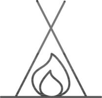 Line art illustration of Campfire icon. vector