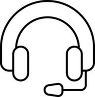 Flat style Headphone mic icon in line art. vector