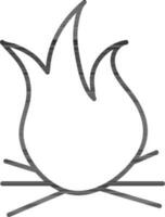 Line art Bonfire icon in flat style. vector