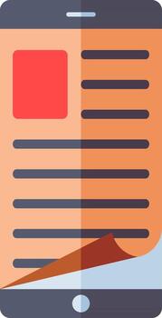 Online reading book open from smartphone icon in orange and gray color. vector